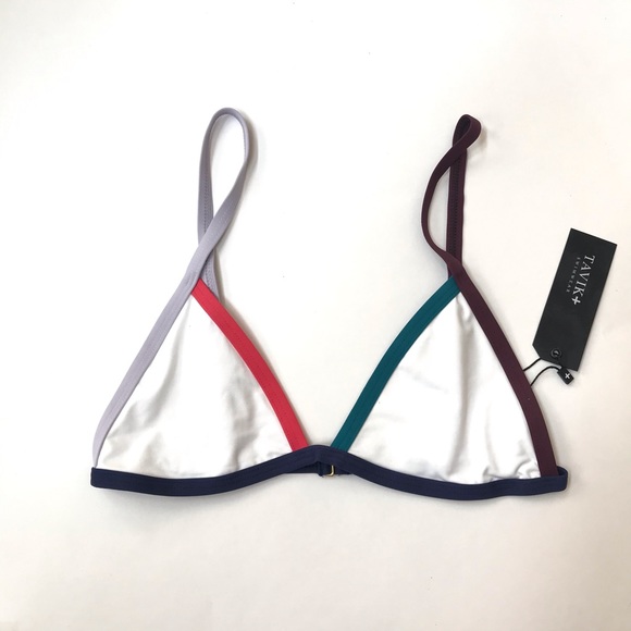 Tavik Jett Triangle Swim top Colorblock white S - Picture 2 of 6